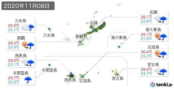 沖縄県(2020年11月08日の天気