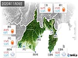 2020年11月09日の静岡県の実況天気