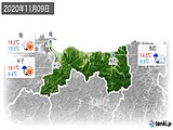 2020年11月09日の鳥取県の実況天気