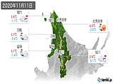 2020年11月11日の道北の実況天気