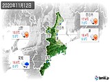 2020年11月12日の三重県の実況天気