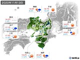 2020年11月13日の近畿地方の実況天気