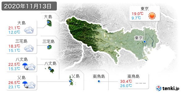 東京都の過去の天気 実況天気 年11月13日 日本気象協会 Tenki Jp