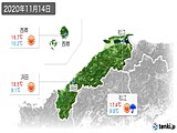 2020年11月14日の島根県の実況天気