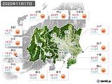 2020年11月17日の関東・甲信地方の実況天気