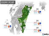 2020年11月18日の宮崎県の実況天気