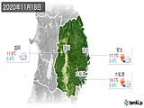 2020年11月18日の岩手県の実況天気