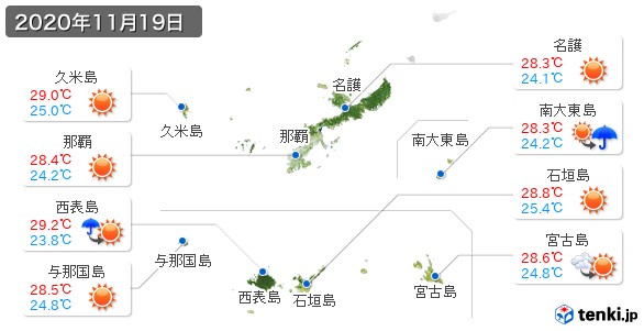 沖縄県(2020年11月19日の天気