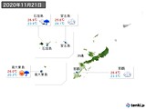 2020年11月21日の沖縄地方の実況天気