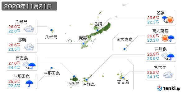 沖縄県(2020年11月21日の天気