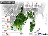 2020年11月23日の静岡県の実況天気