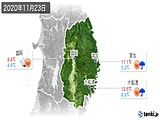 2020年11月23日の岩手県の実況天気
