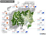 2020年11月24日の関東・甲信地方の実況天気