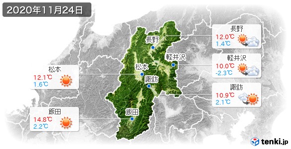 長野県(2020年11月24日の天気