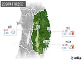 2020年11月25日の岩手県の実況天気
