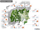 2020年11月26日の関東・甲信地方の実況天気