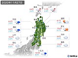 2020年11月27日の東北地方の実況天気