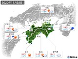 2020年11月28日の四国地方の実況天気