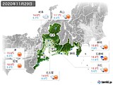 2020年11月29日の東海地方の実況天気