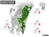 2020年11月29日の宮崎県の実況天気