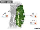 2020年11月29日の岩手県の実況天気