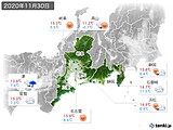 2020年11月30日の東海地方の実況天気