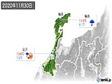 2020年11月30日の石川県の実況天気