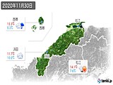 2020年11月30日の島根県の実況天気