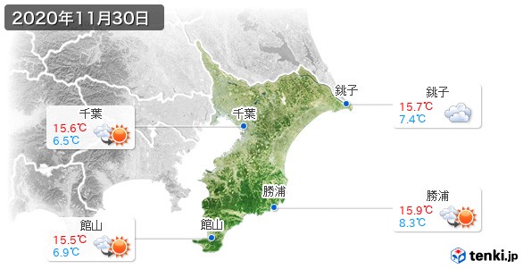 千葉県(2020年11月30日の天気