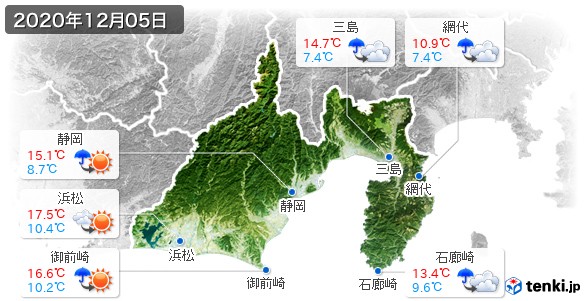 静岡県(2020年12月05日の天気