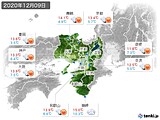 2020年12月09日の近畿地方の実況天気