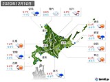 2020年12月10日の北海道地方の実況天気