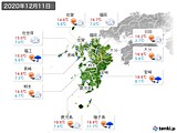 2020年12月11日の九州地方の実況天気