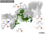 2020年12月20日の東海地方の実況天気