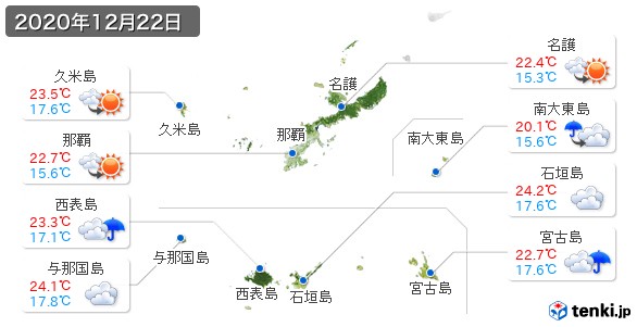沖縄県(2020年12月22日の天気