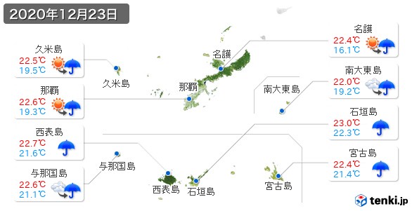 沖縄県(2020年12月23日の天気