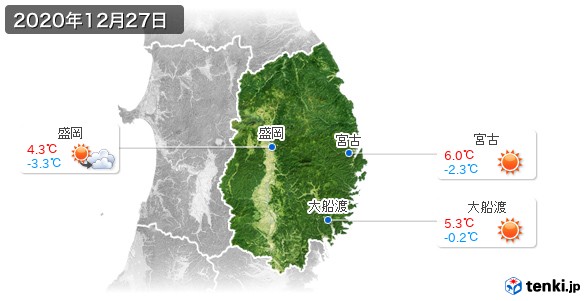 岩手県(2020年12月27日の天気