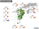 2020年12月28日の九州地方の実況天気