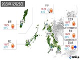 2020年12月28日の長崎県の実況天気