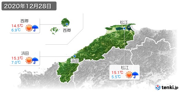 島根県(2020年12月28日の天気