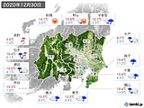2020年12月30日の関東・甲信地方の実況天気