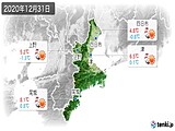 2020年12月31日の三重県の実況天気