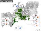 2021年01月03日の東海地方の実況天気