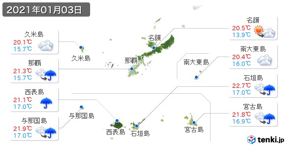 沖縄県(2021年01月03日の天気
