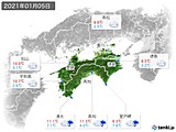 2021年01月05日の四国地方の実況天気