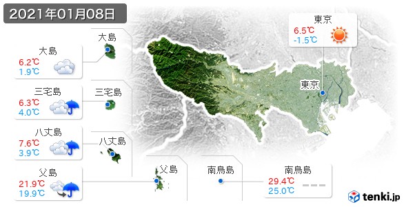 東京都(2021年01月08日の天気