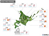 2021年01月09日の北海道地方の実況天気