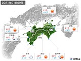 2021年01月09日の四国地方の実況天気