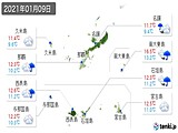 2021年01月09日の沖縄県の実況天気