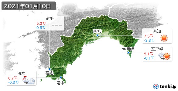 高知県(2021年01月10日の天気